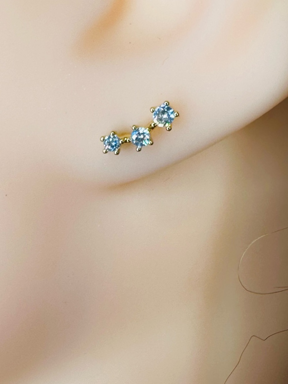 Sterling Silver CZ Trio Stud Earrings Dainty Sparkle | Gift for College Student